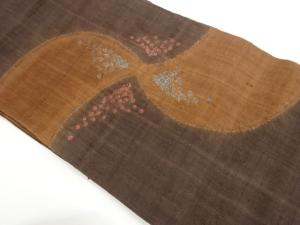 手織り紬絞り抽象模様名古屋帯